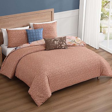 Bebejan Peachy Dogwood 100% Cotton Sateen 5 Piece Reversible Comforter Set