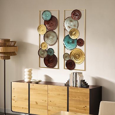 LuxenHome 2-Piece Multi-Color Gems Abstract Metal Wall Decor Set