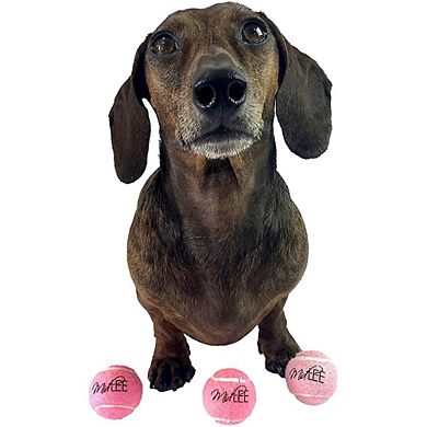 Midlee Mini 1.5" Squeaky Dog Tennis Balls- Pink- Set Of 6