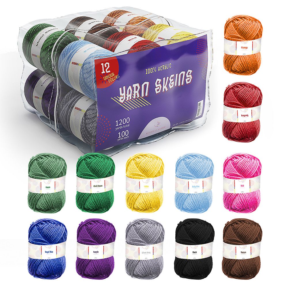 Hearth & Harbor 12 Pack Soft Yarn for Crocheting