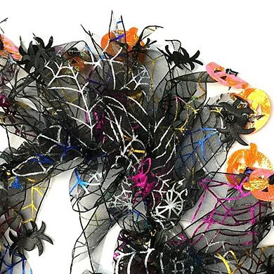 Midlee Pumpkin & Spider Web Halloween Decorative Dog Collar