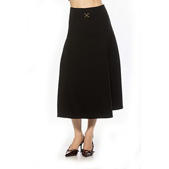 Women's ALEXIA ADMOR Flared Midi Skirt with Front Detail