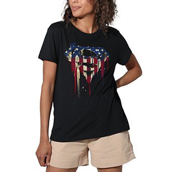 Juniors' DC Comics Superman Bleeding Shield Loose Fit Graphic Tee