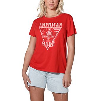 Juniors' Shelby American Flag Loose Fit Graphic Tee