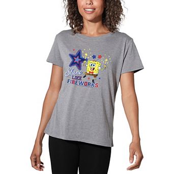 Juniors' SpongeBob SquarePants 4th of July Fireworks Loose Fit Graphic Tee