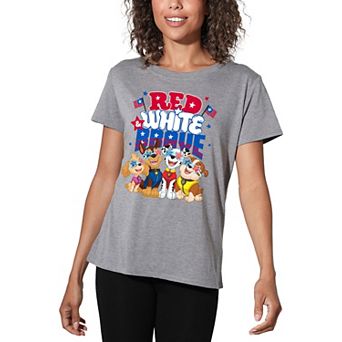 Juniors' Paw Patrol Red White & Brave Loose Fit Graphic Tee