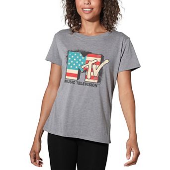 Juniors' MTV Americana Logo Grey Loose Fit Graphic Tee