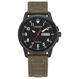 Citizen Men's Black IP Stainless Steel Nylon Strap Watch