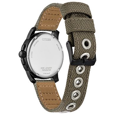 Citizen Men's Black IP Stainless Steel Nylon Strap Watch