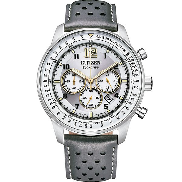 おいで Citizen Men's 44mm Chronograph Leather Strap Watch - CA4500-24H