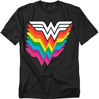 Big & Tall DC Comics Wonder Woman Rainbow Logo Stack Graphic Tee