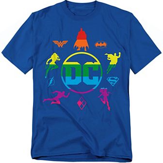 Big & Tall DC Comics Rainbow Character Logos Graphic Tee