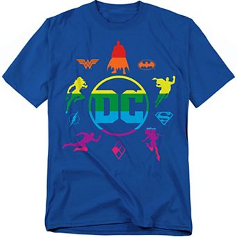 Big & Tall DC Comics Rainbow Character Logos Graphic Tee