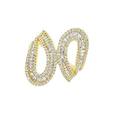 PRIMROSE 14k Gold Over Brass Cubic Zirconia Double Loop Ring