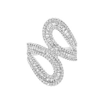 PRIMROSE 14k Gold Over Brass Cubic Zirconia Double Loop Ring