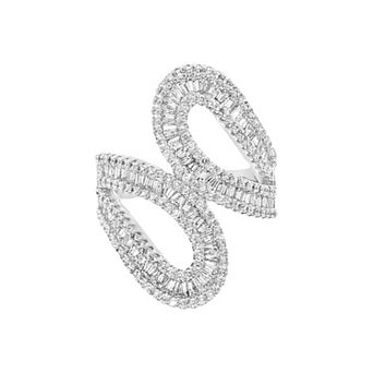 PRIMROSE 14k Gold Over Brass Cubic Zirconia Double Loop Ring