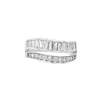 PRIMROSE Polished Cubic Zirconia Wavy Ring