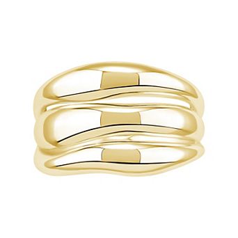 PRIMROSE 14k Gold Over Brass Polished Triple Band Ring