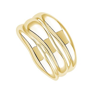 PRIMROSE 14k Gold Over Brass Polished Triple Band Ring