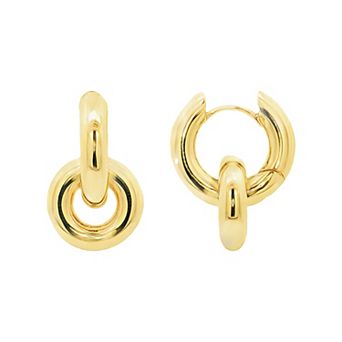 PRIMROSE 14k Gold Over Brass Polished Interlock Hoop Earrings