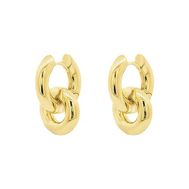 PRIMROSE 14k Gold Over Brass Polished Interlock Hoop Earrings