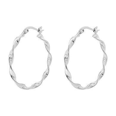 PRIMROSE 14k Gold Plated Polished Twisted Hoop Earrings