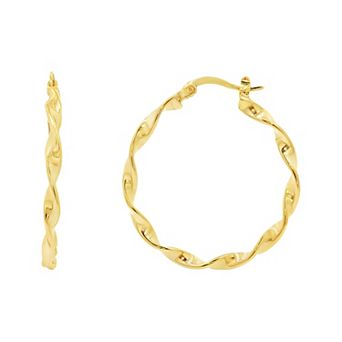PRIMROSE 14k Gold Plated Polished Twisted Hoop Earrings