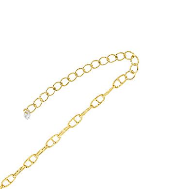 PRIMROSE 14k Gold Over Brass Cubic Zirconia & Simulated Pearl Anchor Chain Necklace