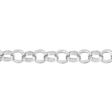 PRIMROSE Silver Tone 9 mm Cubic Zirconia Accented Rolo Chain Necklace