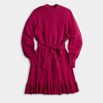 Petite LC Lauren Conrad Mockneck Ruffle Mini Sweater Dress