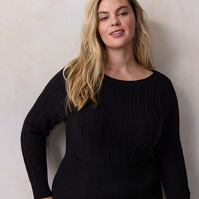 Plus Size LC Lauren Conrad Boat Neck Sweater Midi Dress