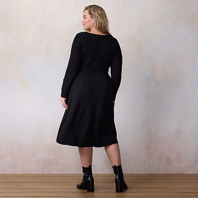 Plus Size LC Lauren Conrad Boat Neck Sweater Midi Dress