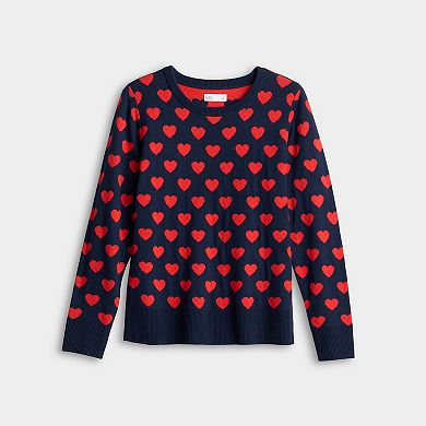 Women's Croft & Barrow® Allover Heart Pullover Sweater