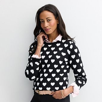 Women's Croft & Barrow® Allover Heart Pullover Sweater