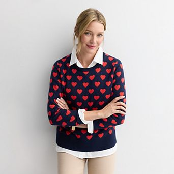 Women's Croft & Barrow® Allover Heart Pullover Sweater