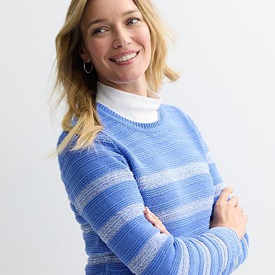 Women's Croft & Barrow® Links Striped Pullover Sweater
