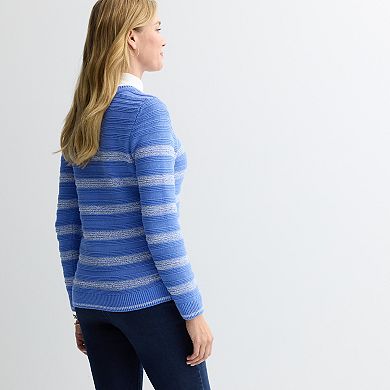 Women's Croft & Barrow® Links Striped Pullover Sweater