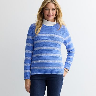 ニット+セーター croft & barrow Striped CottonKnitSweater 7770829_Peri_Tofu_Stripe?wid=