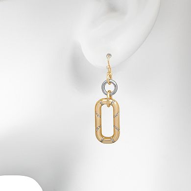 Emberly Two Tone Glass Stone Oval Link Drop Earrings