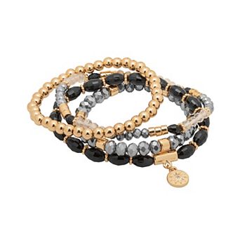 Emberly Gold Tone 4 pc Beaded Stretch Bracelet Set