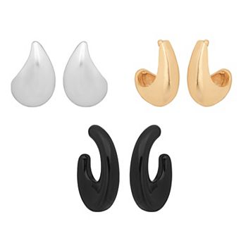 Emberly 3-Pair Sculpted Hoop Earring Set