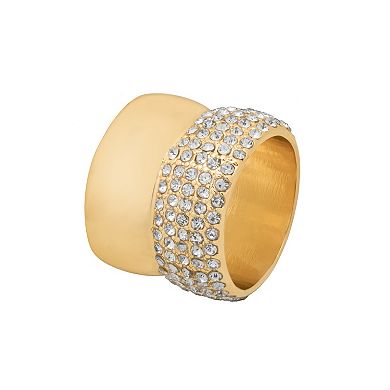 Emberly Gold Tone 2 Band Encrusted Ring