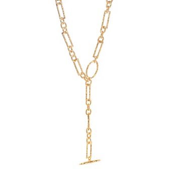 Emberly Gold Tone Hammered Chain Y-Necklace