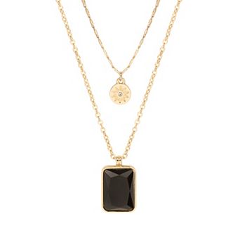 Emberly Double Row Layered Pendant Necklace