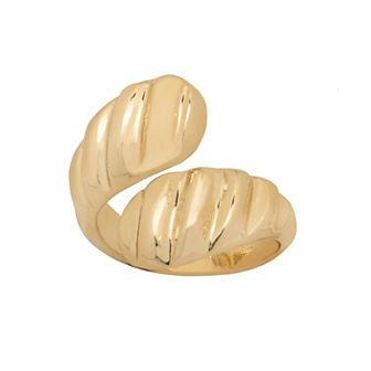Emberly Gold-Tone Textured Bypass Ring