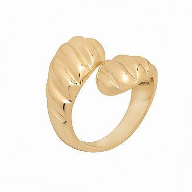 Emberly Gold-Tone Textured Bypass Ring