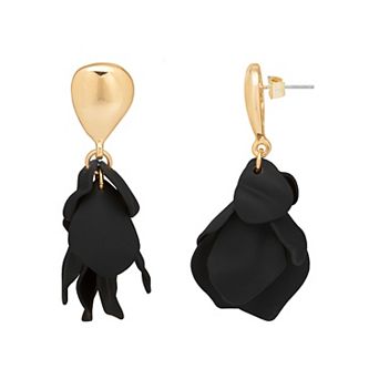 Emberly Gold Tone Petal Statement Dangle Earrings