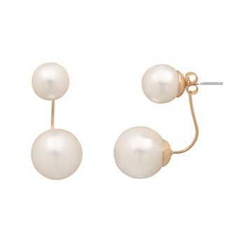 Emberly Double Simulated Pearl Jacket Earrings