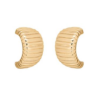 Emberly Gold-Tone Ridged C-Hoop Earrings