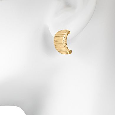 Emberly Gold-Tone Ridged C-Hoop Earrings